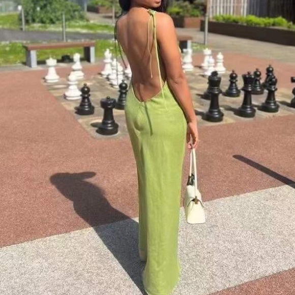 Reformation Selia Linen Dress - Avocado - Picture 4 of 10